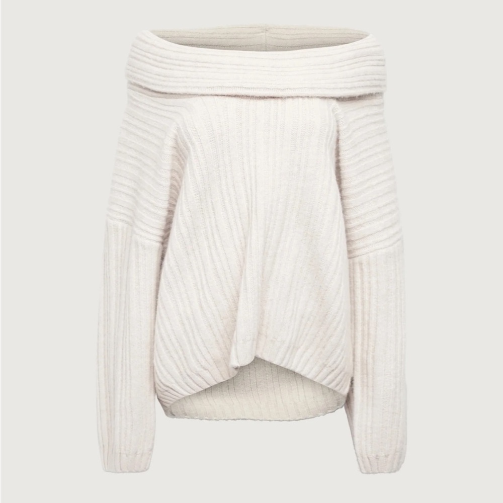 OAK + FORT Cream Oatmeal Oversized Slouchy Off-the-Shoulder Sweater